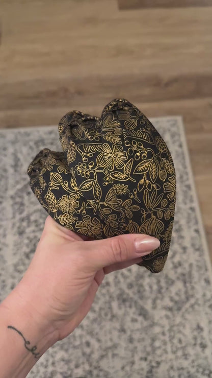 Black & Gold Floral Headband made with Rifle Paper Co. fabric